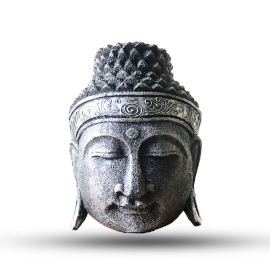 Testa di Buddha - 25 cm - Argento