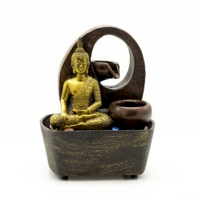 Fontanella d\'Acqua 21,5 cm - Buddha Dorato e Vasi