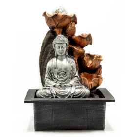 Fontanella d\'Acqua 35 cm - Buddha Argentato e Sfera