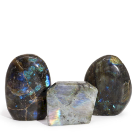 3x Labradorite  Madagascar - Pietre Tombali (ca 80-168g, 40-60mm)