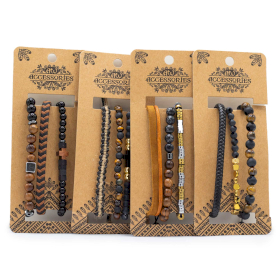 4x Braccialetti da Uomo - Nero e Marrone Chiaro (Assortiti)