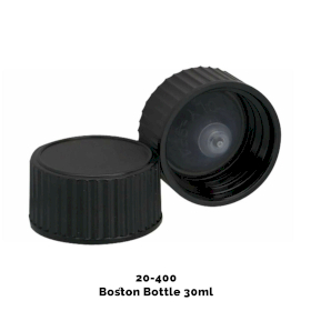 50x Tappi Plastica Nera 20-400mm per Bottiglie Boston Ambrate (30 e 60ml)