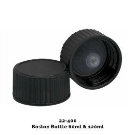 50x Tappi Plastica Nera 22-400mm per Bottiglie Boston Ambrate (120ml)