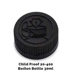 50x Tappi Plastica Nera Sicurezza Bambini 20mm per Bottiglie Boston Ambrate (30 e 60ml)