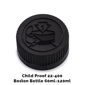 50x Tappi Plastica Nera Sicurezza Bambini 22mm per Bottiglie Boston Ambrate (120ml)