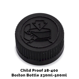 50x Tappi Plastica Nera Sicurezza Bambini 28mm per Bottiglie Boston Ambrate (230 e 500ml)