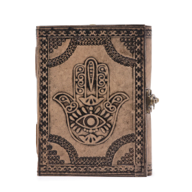 Diario in Pelle 200 Pagine - Hamsa - Grigio 17,5x12,5x3 cm