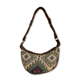 Borsa Hobo Jacquard - Verde Chiaro (cinturino marrone)