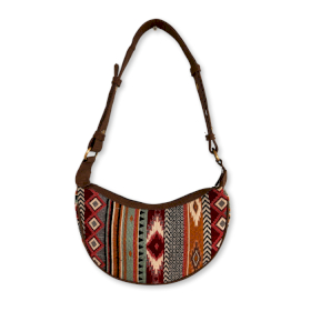 Borsa Hobo Jacquard - Marrone (cinturino marrone)