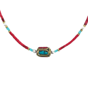 Collana Nepalese Extra Fine - Perlina Tribale di Corallo