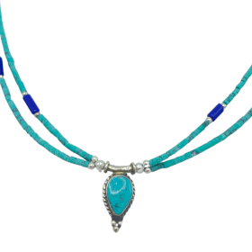 Collana Doppia Nepalese Extra Fine - Pendente Lapislazzuli & Malachite