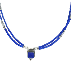 Collana Doppia Nepalese Extra Fine - Pendente Lapislazzuli & Onice Blu