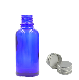 110x Bottiglie in Vetro Blu da 30ml con Tappi Alluminio