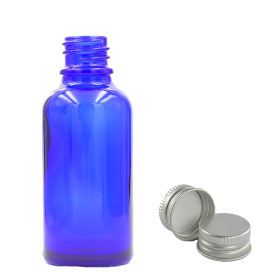 88x Bottiglie in Vetro Blu da 50ml con Tappi Alluminio