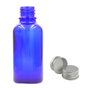 70x Bottiglie in Vetro Blu da 100ml con Tappi Alluminio