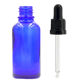 70x Bottiglie in Vetro Blu da 100ml con Pipette