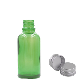 156x Bottiglie in Vetro Verde da 15ml con Tappi Alluminio