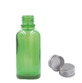 110x Bottiglie in Vetro Verde da 30ml con Tappi Alluminio