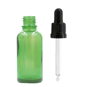 110x Bottiglie in Vetro Verde da 30ml con Pipette