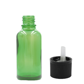 110x Bottiglie in Vetro Verde da 30ml con Tappi Sicurezza Bambini